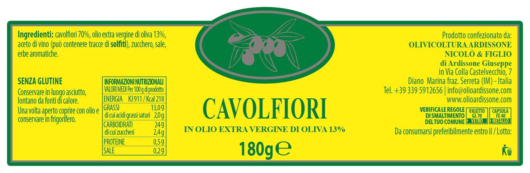 Cavolfiori in Olio Extra Vergine di Oliva