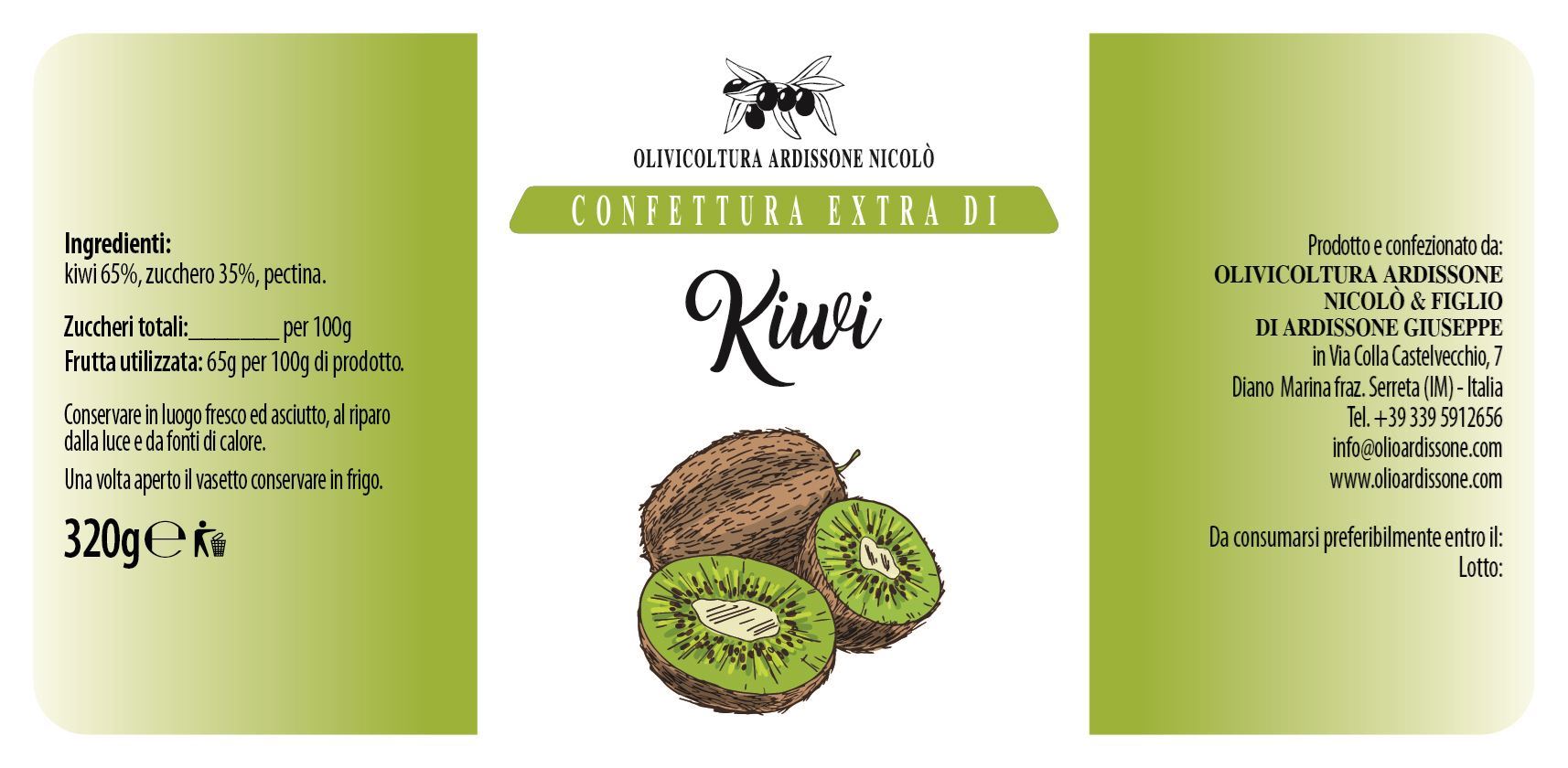 Confettura di Kiwi 320g.