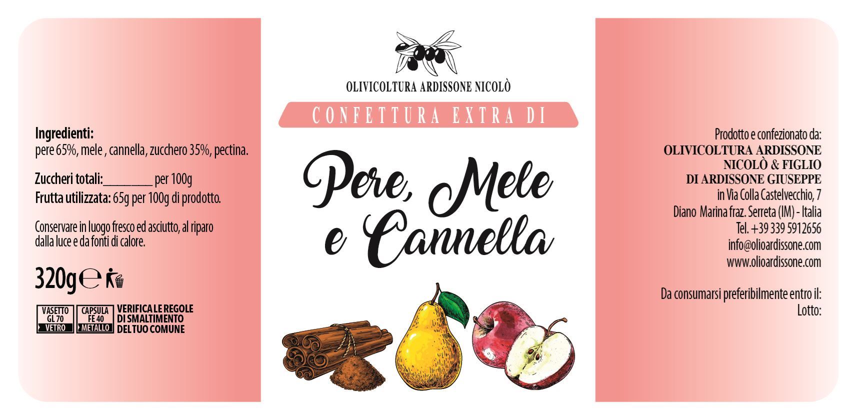 Confettura di Pera, Mela e Cannella 320g