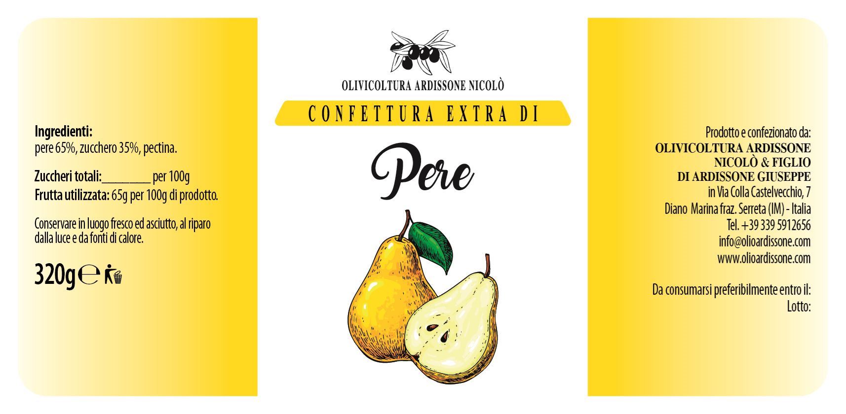 Confettura Extra di Pere - Vasetto 320g.
