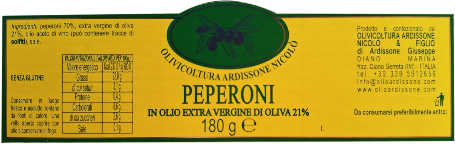 Peperoni in Olio Extra Vergine di Oliva 180g