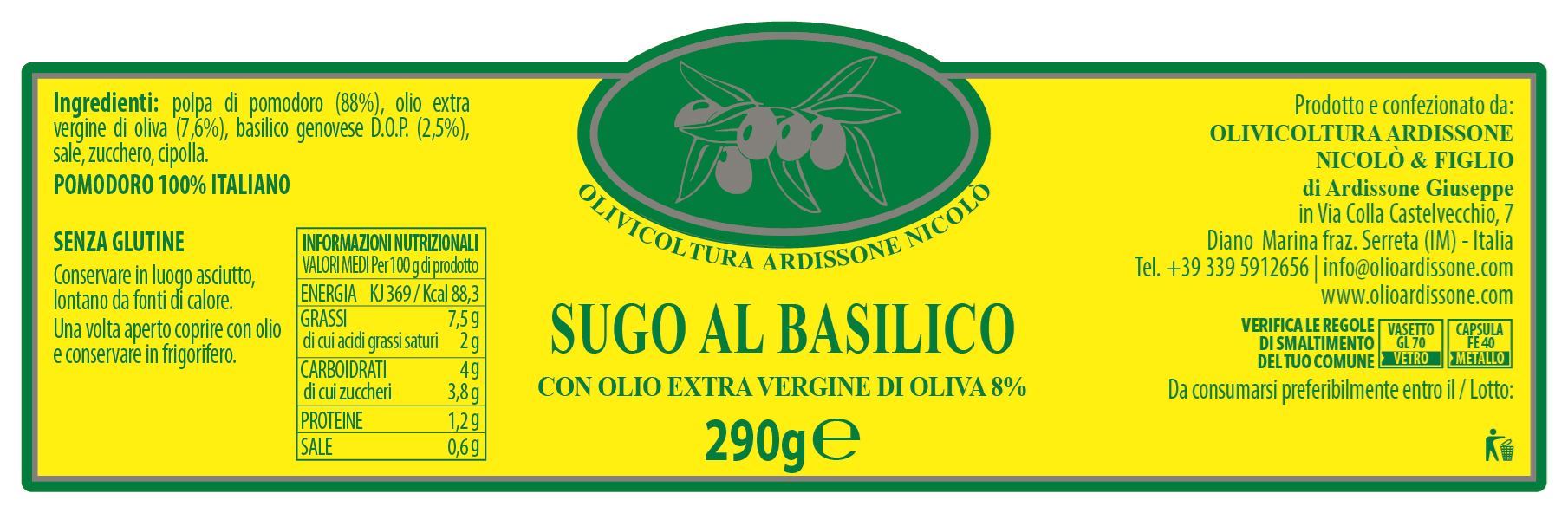 Sugo al Basilico - Vasetto 290 g.